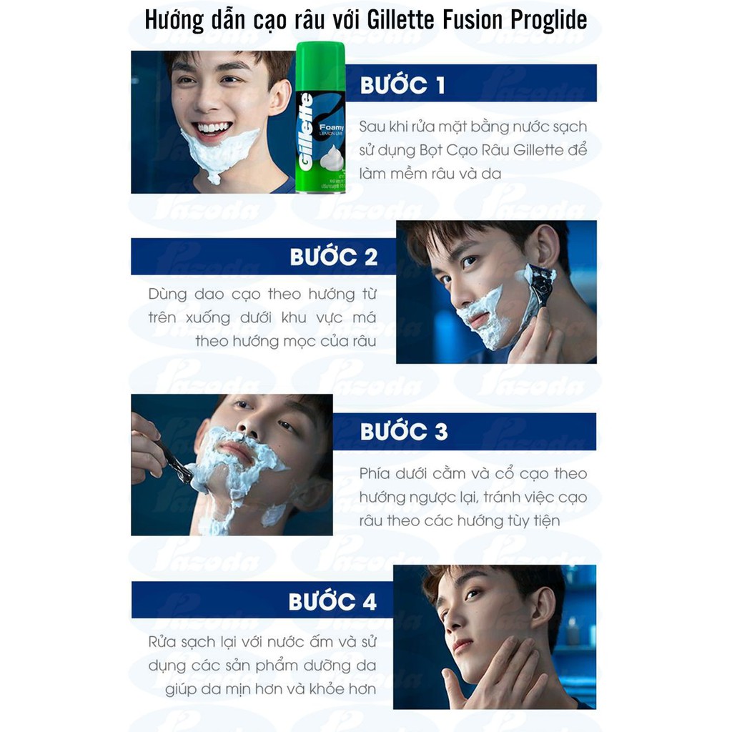 Dao Cạo Râu 5 Lưỡi Gillette Fusion 5 Proglide Power ( 1 tay cầm sử dụng pin và 1 đầu cạo gắn sẵn)