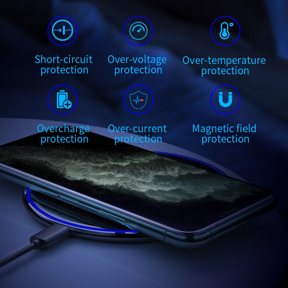 Đế sạc không dây ESSAGER 15W có đèn LED chỉ báo tiện lợi thích hợp cho điện thoại IOS/ Android kèm phụ kiện