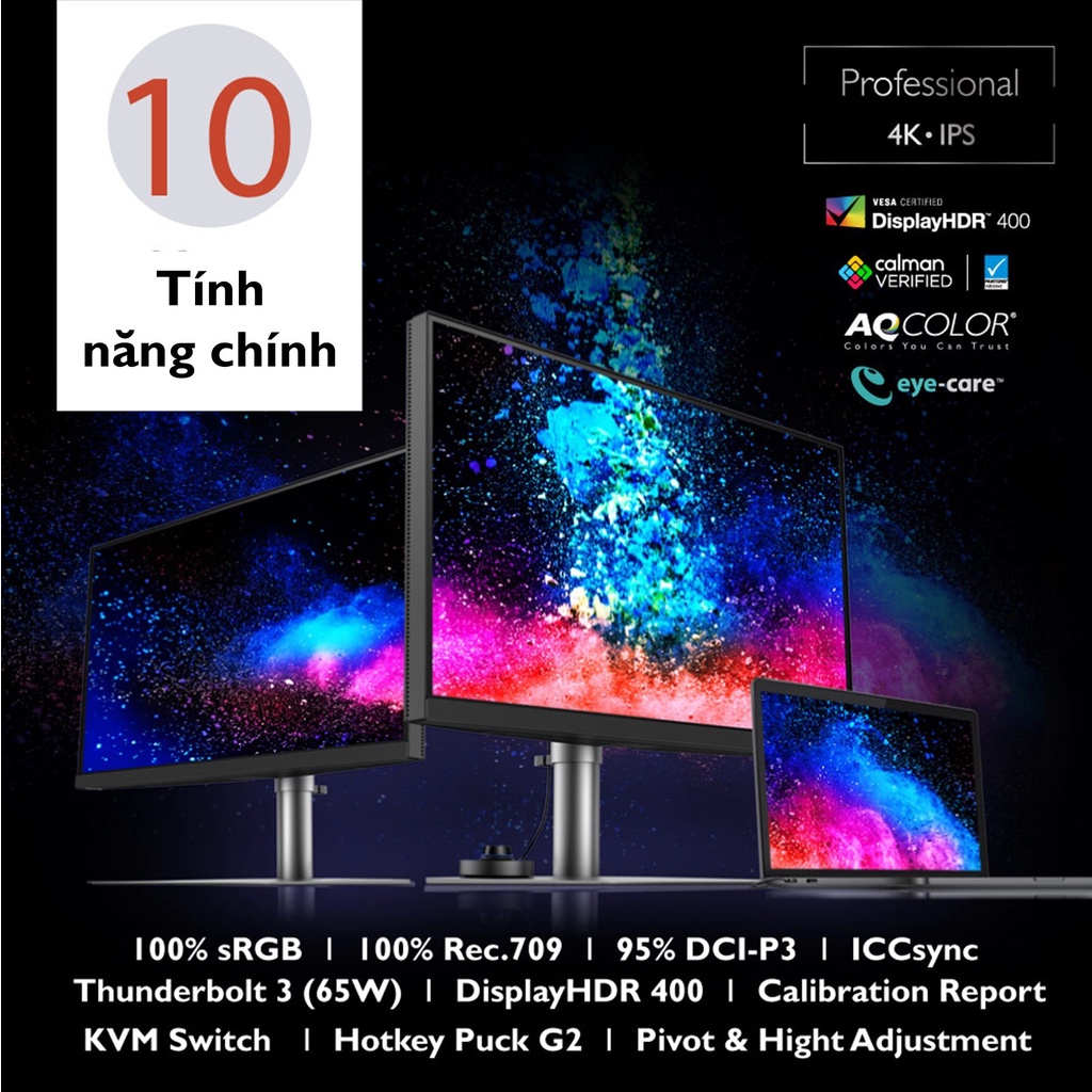 Màn hình đồ họa BenQ PD2725U 27 inch 4K UHD IPS 100% sRGB 95% P3 Thunderbolt 3 chuyên thiết kế đồ họa