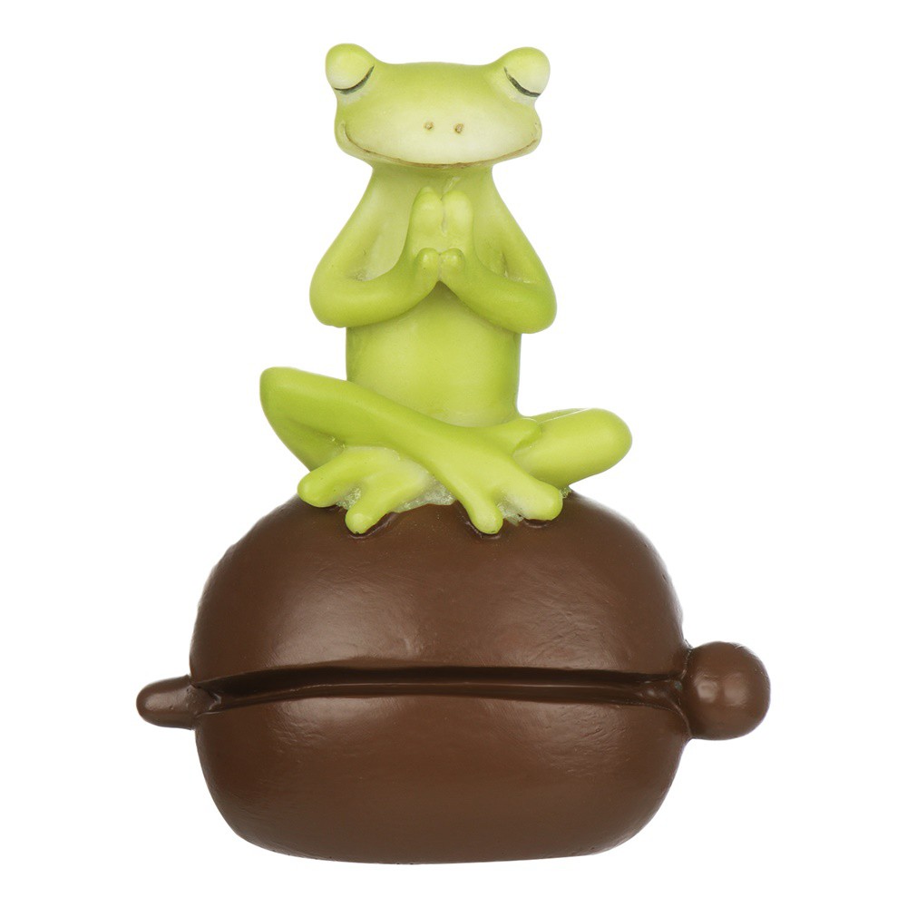 ☆YOLA☆ Garden Fog Frog Figurine Bathroom Fairy Garden 2.67Inch Miniature Garden Decorcate Outdoor Animal Statue Frog On Wooden Fish