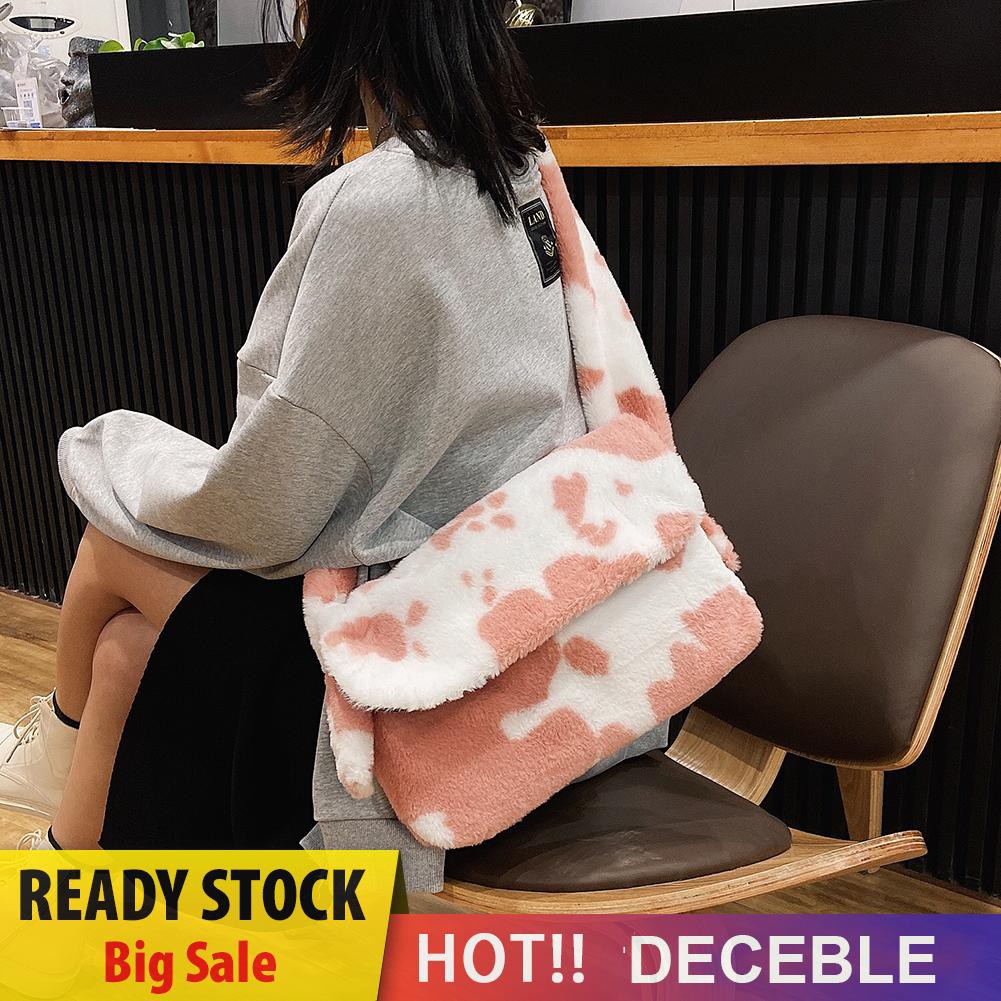 Túi xách lông in hoạ tiết màu da thú phong cách cổ điển cho nữ