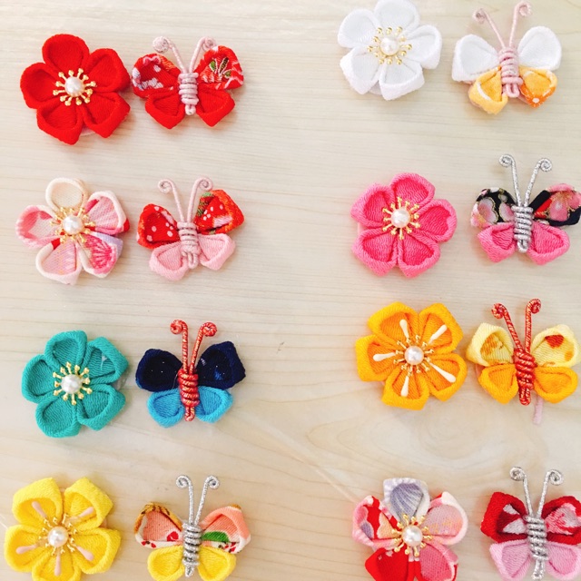 - Combo bướm và hoa Kanzashi