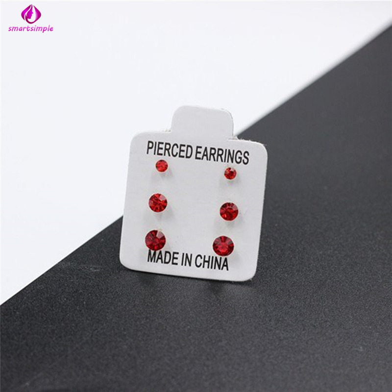 Set 3 Đôi Khuyên Tai Xỏ Đính Đá Xinh Xắn Cho Phụ Nữ