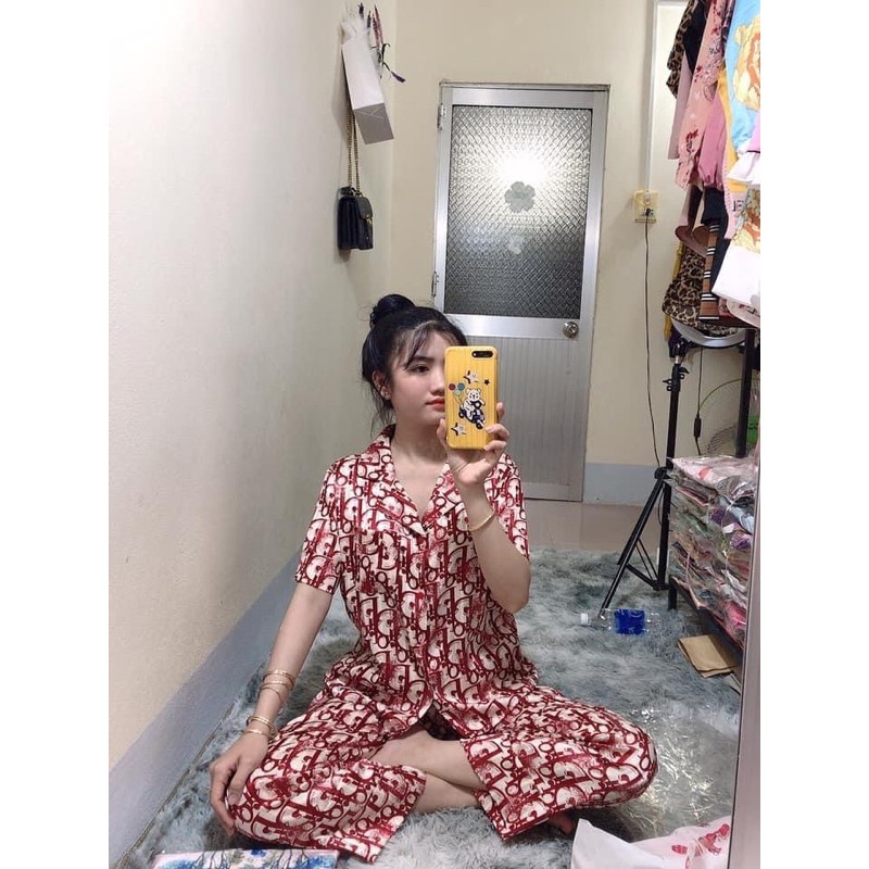 Đồ Bộ Pizama mango Tay Ngắn Quần Dài Hoa Tiết | BigBuy360 - bigbuy360.vn