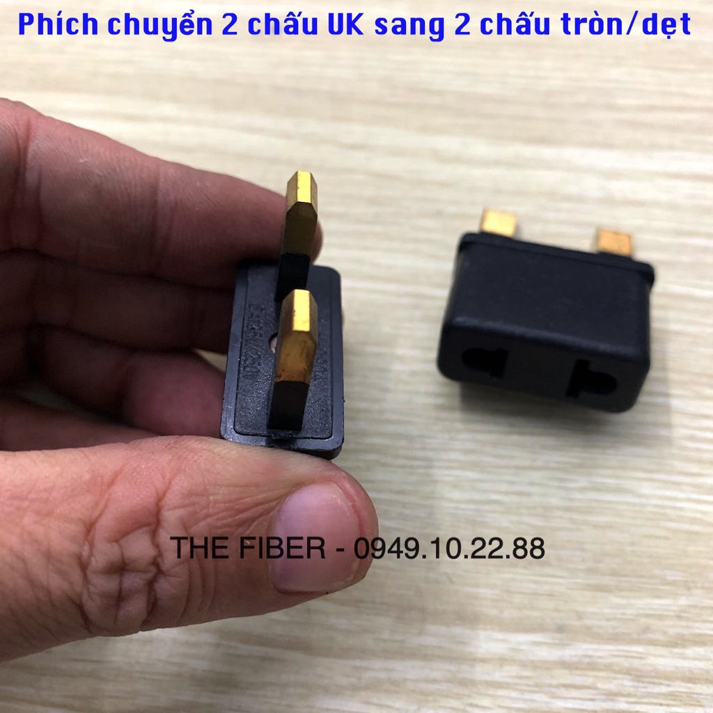 01 Cái Phích chuyển 2 chấu UK sang 2 chấu tròn/dẹt