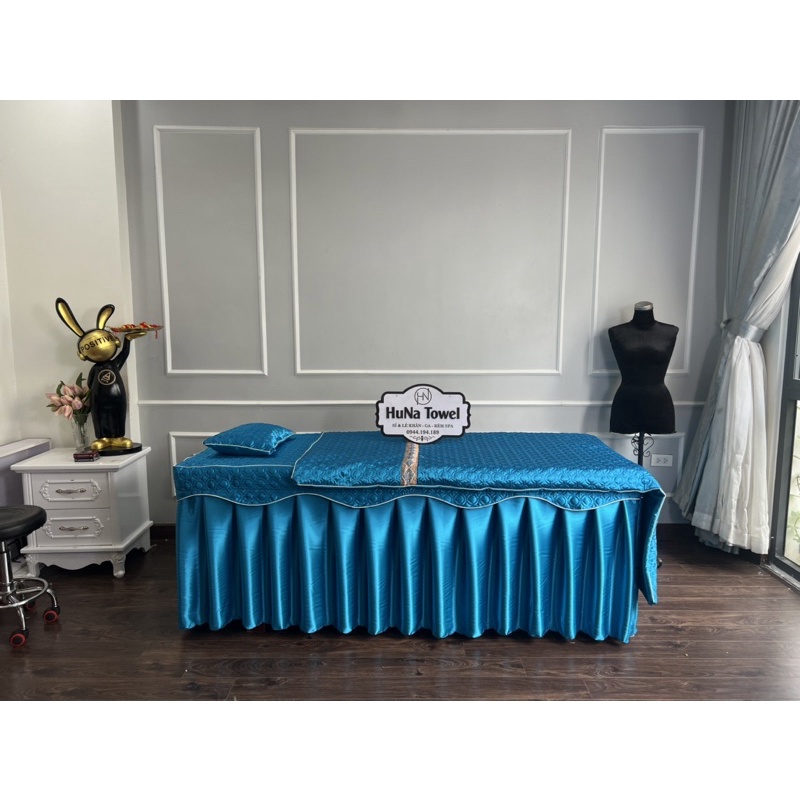 Ga/drap lụa chần bông (ko kèm gối) cho giường spa, giường mi