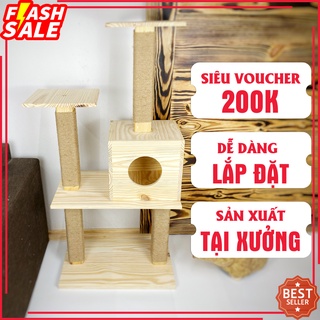 Mẫu Nhà Cây Cho Mèo CT-08 - Cattree Cho Mèo Bằng Gỗ Tự Nhiên Nhập Khẩu Nguyên Khối Petstuff