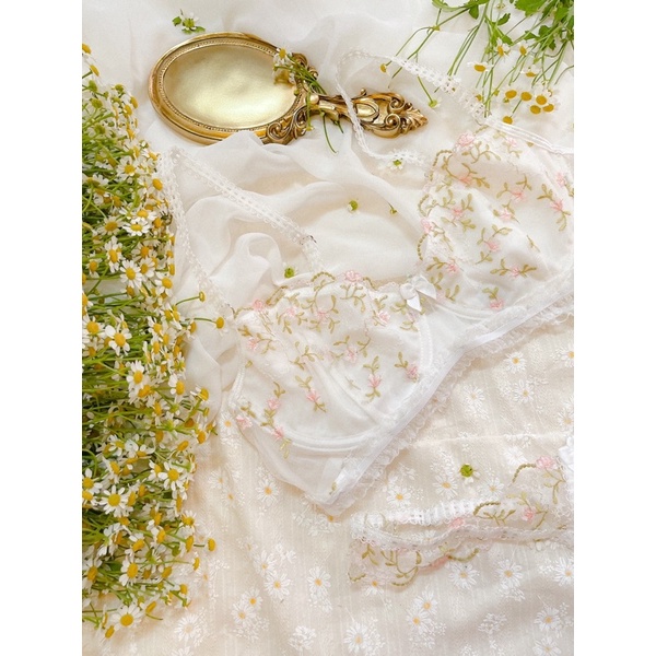 Set bra hoa nhí thêu