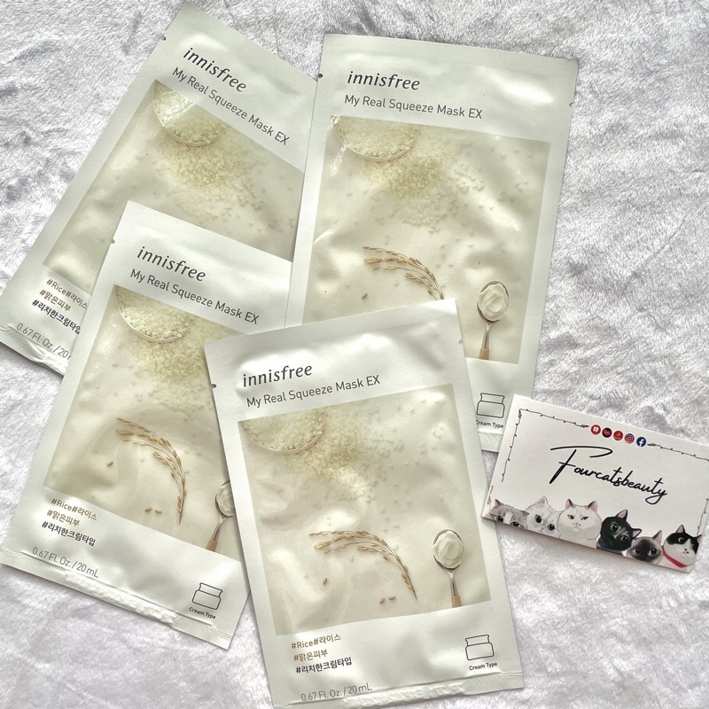 Mặt Nạ Giấy Dưỡng Da Chiết Xuất Từ Gạo, Diếp Cá Jeju innisfree My Real Squeeze Energy Mask EX