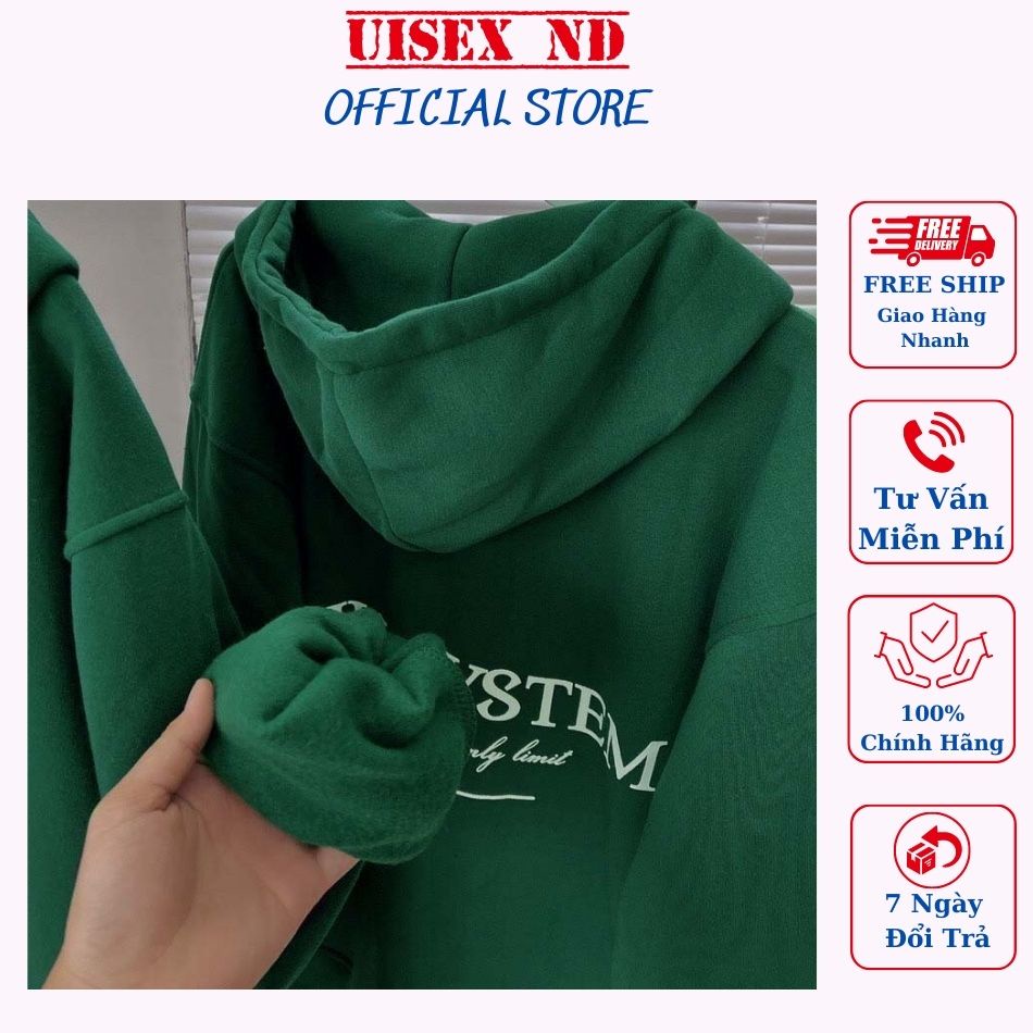 Áo khoác nỉ Unisex có mũ màu xanh lá cây chất liệu dày dặn ấm áp thích hợp cho mùa thu đông . chất đẹp giá xưởng