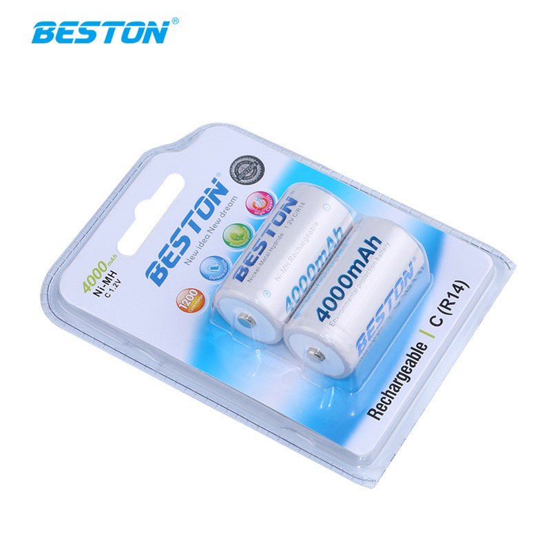 Pin sạc cỡ trung C Beston 1.2V, 4000mAh Vỉ 2 viên, dùng cho thiết bị gia đình, thiết bị điện tử