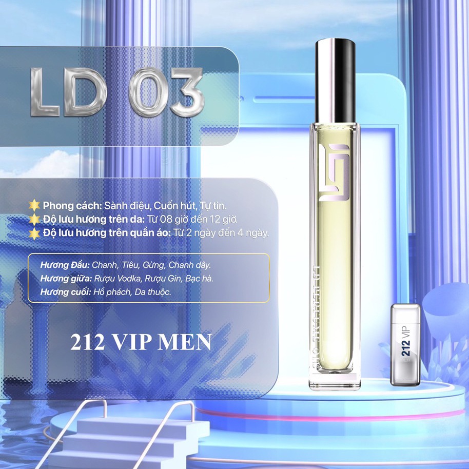 LD03 Tinh Dầu Nước Hoa Pháp 212 V.I.P MEN 12ml - LD PERFUME OIL Hương Sành điệu, Tự tin, Thơm lâu - Huyenlinh.beauty