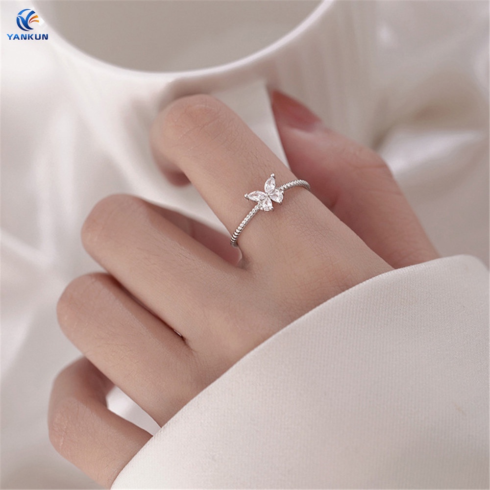 Nhẫn Hở Đính Đá Hình Bướm Lấp Lánh Thời Trang Xuân Hè