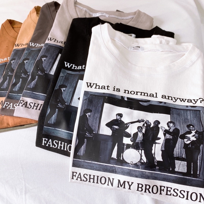 Áo phông 3158, áo thun tay lỡ form rộng chất cotton in hình ban nhạc