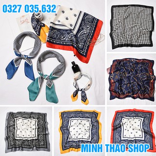Khăn Turban Lụa Satin Vuông Quàng Cổ, Buộc Tóc, Đội Đầu Thời Trang Hàn Quốc ( 70x70 cm)