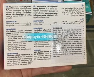 Nước muối sinh lý physiodose pháp (hộp 12 ống .5ml)