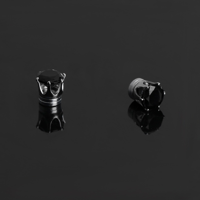 Bông tai nụ nam châm đính đá zircon không cần xỏ lỗ cho nam và nữ