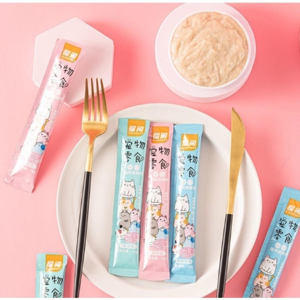 Súp thưởng cho mèo Shizuka thanh 15g Ollie Pet Shop 3 vị cá tuyết , cá ngừ và thịt gà