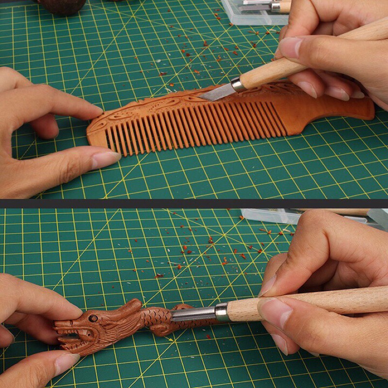 Bộ 12 mũi đục gỗ dao điêu khắc gỗ mini lưỡi thép hợp kim SK5