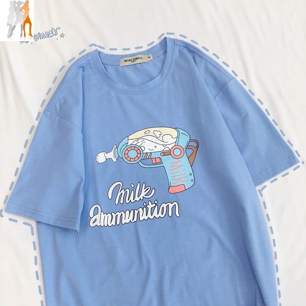 Áo thun nữ form rộng tay lỡ - Áo thun milk ammunition - T-shirt - 260920201009 | BigBuy360 - bigbuy360.vn
