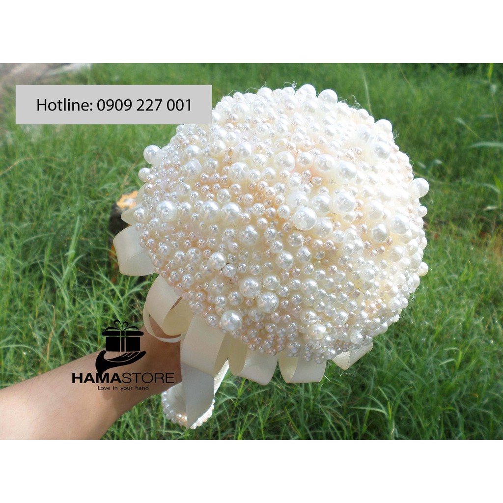 BÓ HOA CƯỚI CẦM TAY CÔ DÂU BẰNG HẠT CHÂU KẾT CƯỜM HẠT CƯỜM PHONG CÁCH HIỆN ĐẠI SHOP XU HƯỚNG