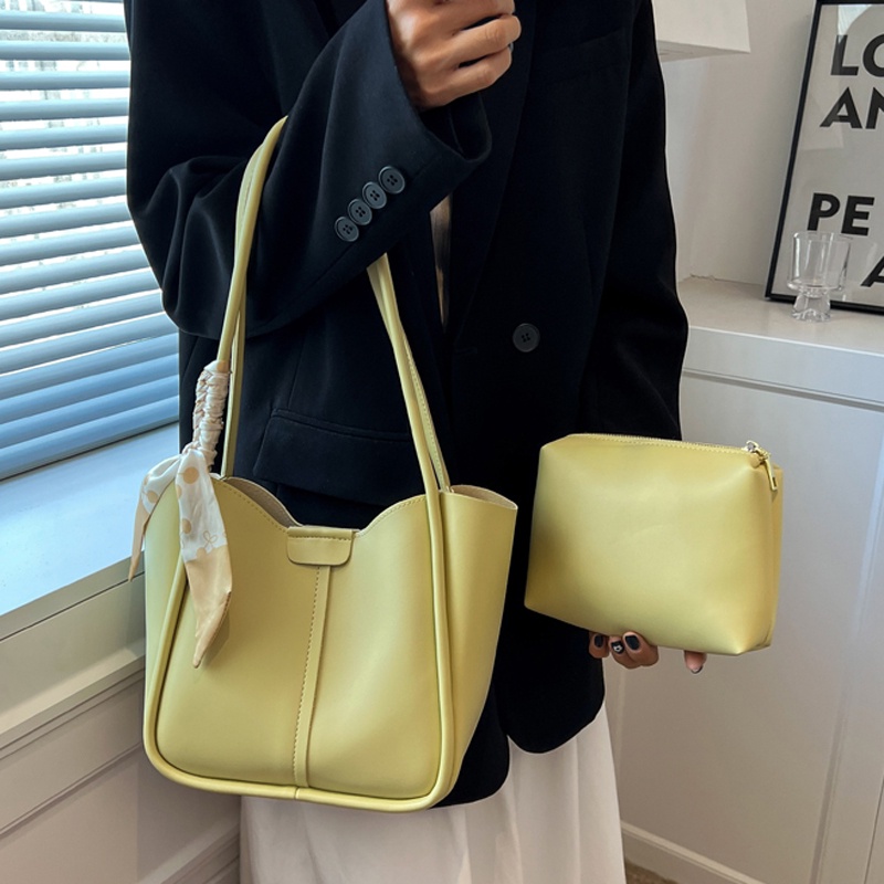 Ielgy Túi tote Đeo Vai Bằng Lụa Tinh Tế Đơn Giản Màu Sắc Tương Phản Thời Trang Dễ Phối Đồ Cho Mẹ Và Con Gái