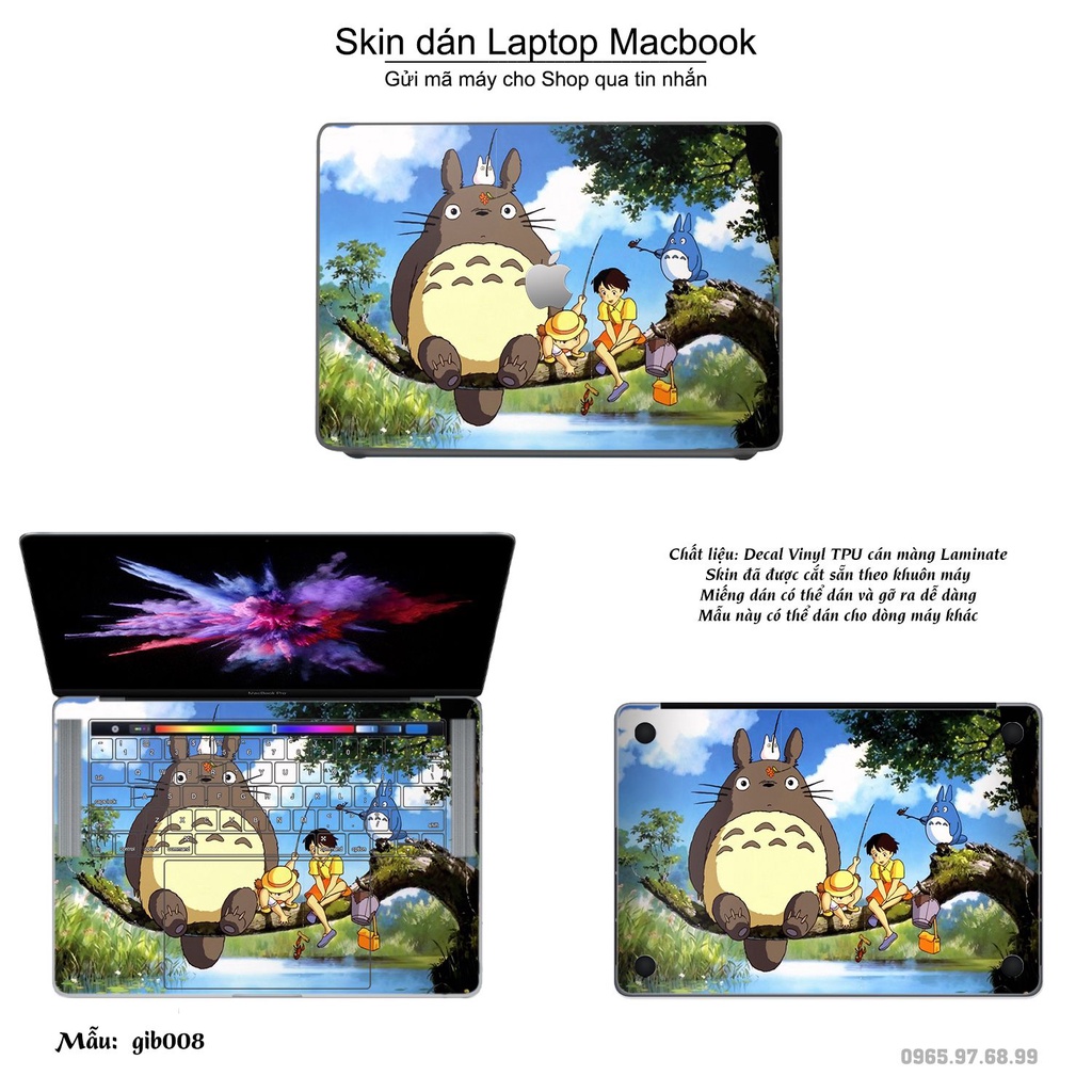 Skin dán Macbook mẫu Ghibli Studio (đã cắt sẵn, inbox mã máy cho shop)