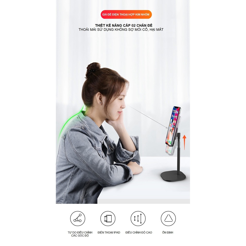 Giá Đỡ Điện Thoại, Máy Tính Bảng Hai Chân Chất Liệu Nhôm Kim Loại Có Thể Điều Chỉnh Chiều Cao | BigBuy360 - bigbuy360.vn