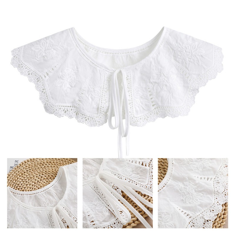 Cổ áo giả thêu ren hoa lãng mạn trang trí đầm áo kiểu thường ngày dành cho nữ