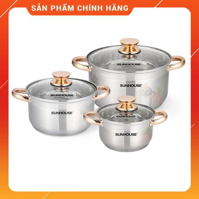 [Bền Đẹp] Bộ Nồi Bếp Từ Inox 5 Đáy SUNHOUSE SH781 Kiểu Dáng Châu Âu, Chất Liệu Cao Cấp, Dùng cho Mọi Loại Bếp.