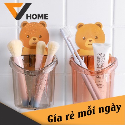 Cốc đựng bàn chải đánh răng - Cốc đựng dán tường hình con gấu kute[SHOP UY TÍN]