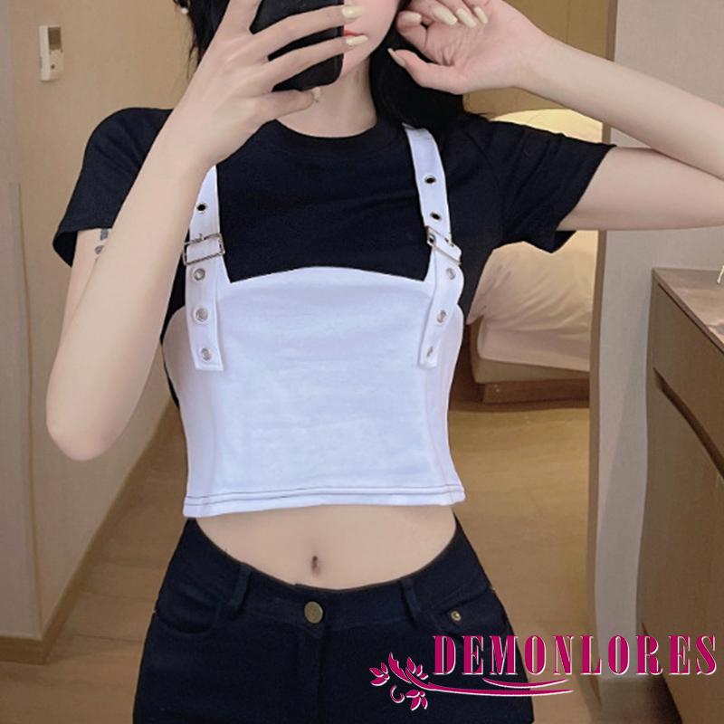 Áo Lửng 2 Dây Cổ Chữ O Thời Trang Quyến Rũ Cho Nữ