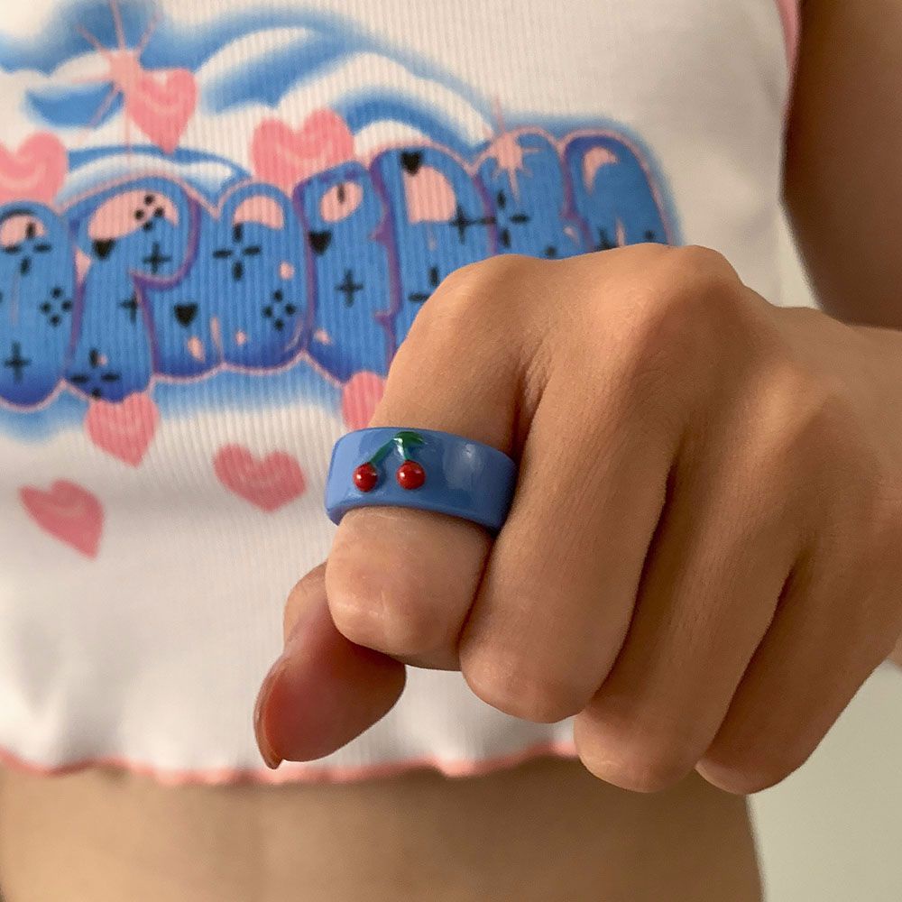 Nhẫn Acrylic Dập Nổi Họa Tiết Hình Học Màu Kẹo Thời Trang Hàn Quốc 2021 Cho Nữ