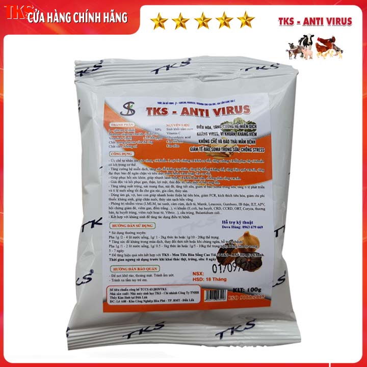 ANTI VIRUS: Điều Hòa, Tăng Hệ Miễn Dịch, Kháng Khuẩn, Virus Gây Bệnh Cho Vật Nuôi - GÓI 100GR