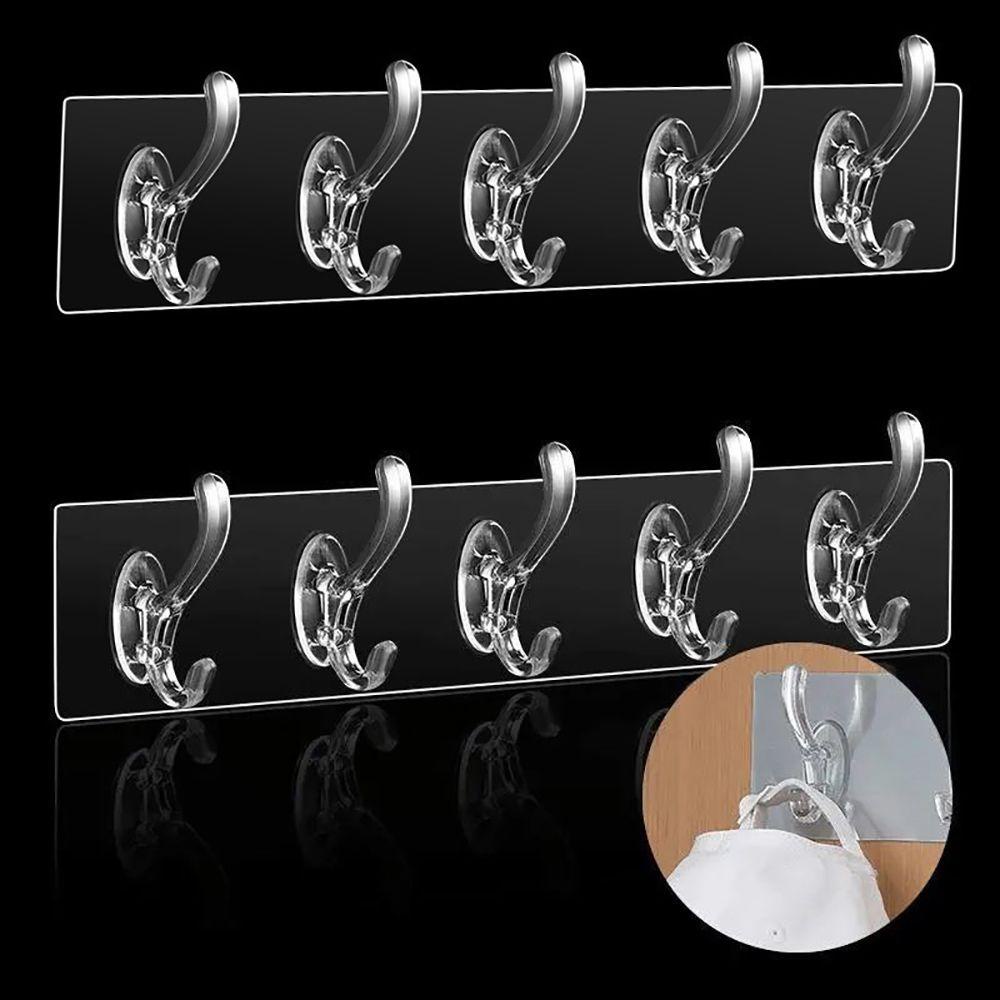 Móc treo đồ HCHC WMES1 gắn tường PVC 1 / 3 / 5 / 6 hàng trong suốt không để lại dấu vết