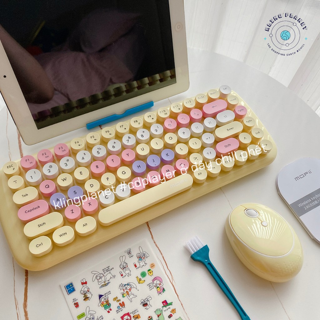 [Tặng chổi + Pin + Stickers] Bộ Bàn phím + chuột KHÔNG DÂY MOFII MIX MÀU ngọt ngào, nhiều mẫu hót hít 34.5cm