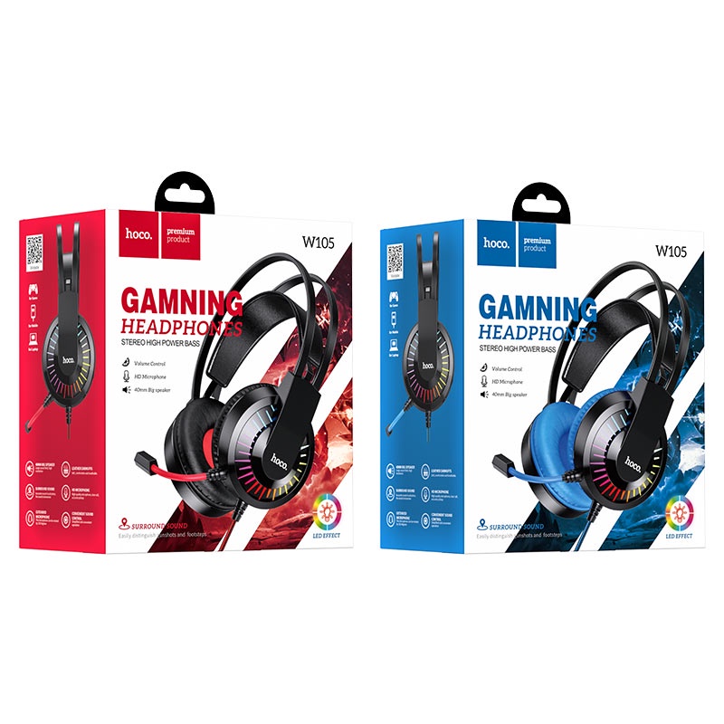 ☑️CHÍNH HÃNG☑️ Tai nghe chụp tai gaming Hoco W105, tai nghe headphone kết nối PC, điện thoại, kèm mic tiện lợi