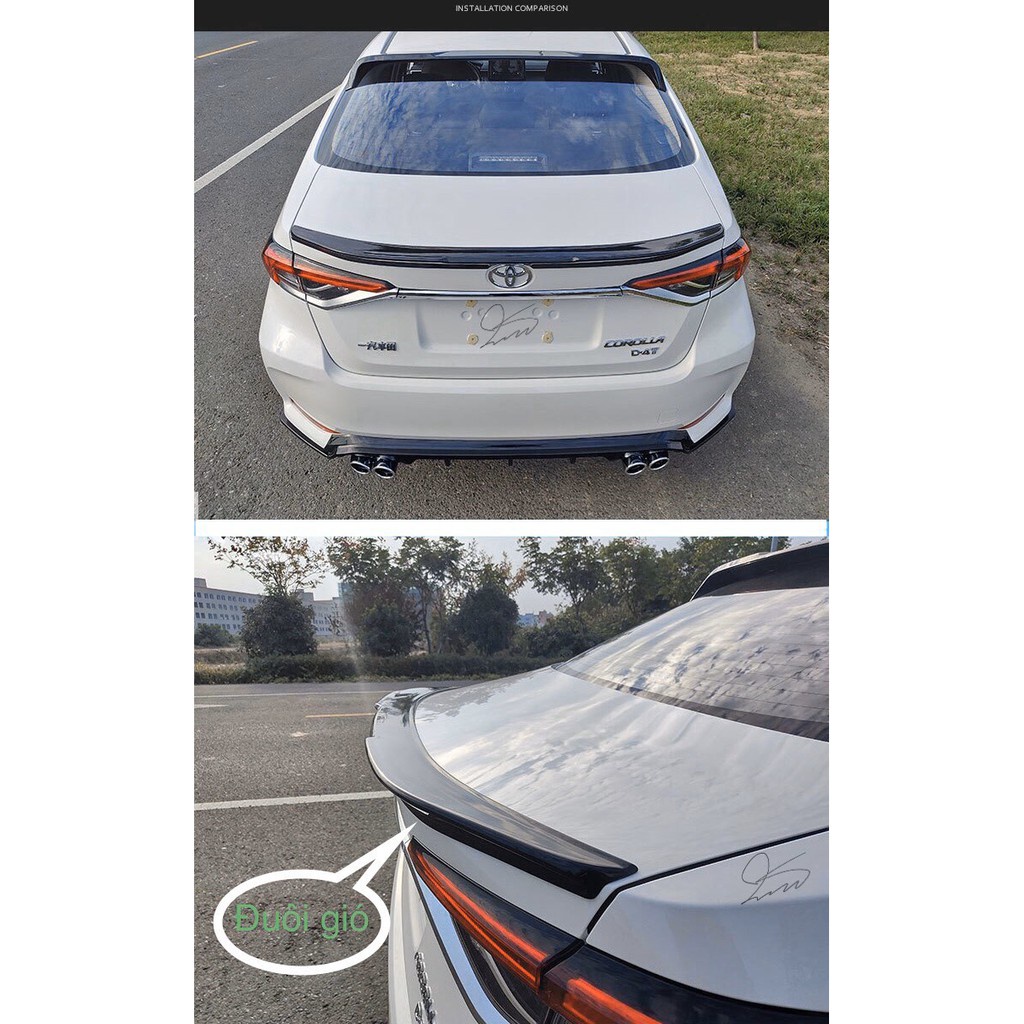 Đuôi gió liền cốp xe Toyota Altis 2022 2023 bản Mộc về tự sơn theo màu xe