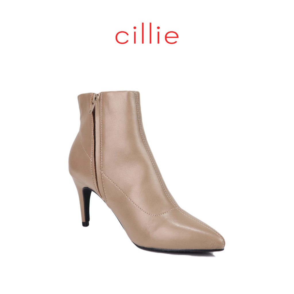 Giày boots nữ cổ thấp mũi vuông thời trang gót vuông 5cm đi làm đi chơi dạo phố Cillie 1222