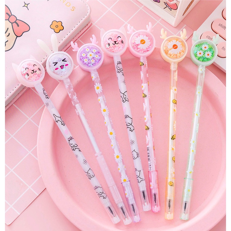 Combo 5 chiếc Bút bi bước KIM TUYẾN tai thỏ, hươu ngộ nghĩnh cho bé