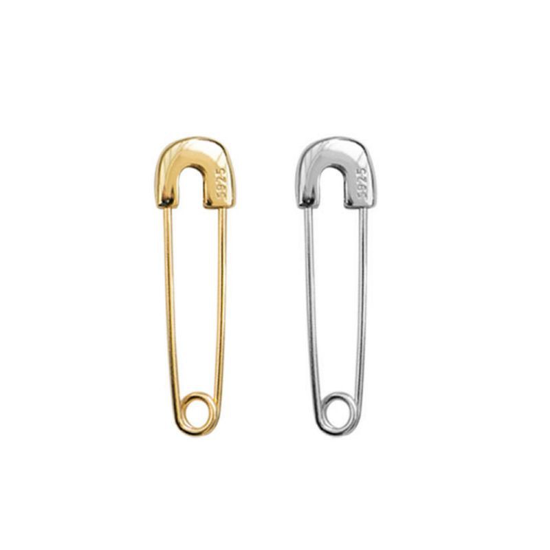 Đôi bông tai hình ghim băng mạ bạc cá tính thời trang