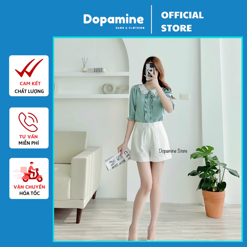 Set công sở 2 áo sơ mi xanh ngọc mint kèm quần shirt trắng lên dáng (ảnh thật shop tự chụp)