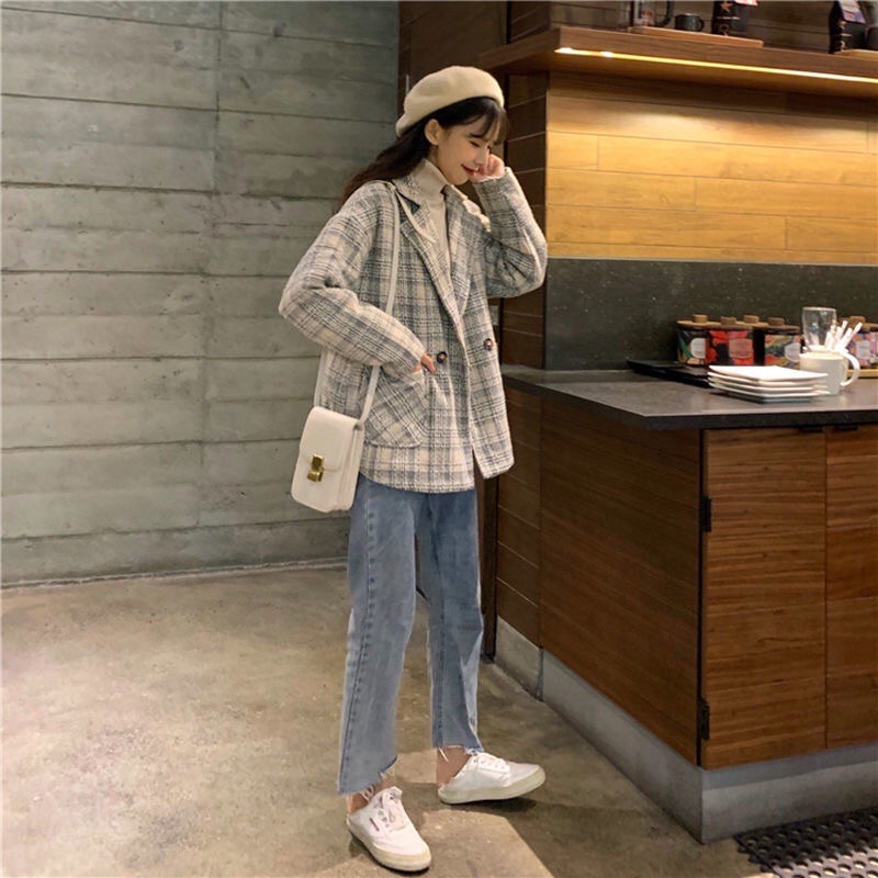 Áo khoác dạ kẻ mẫu mới nhất hàng QCCC