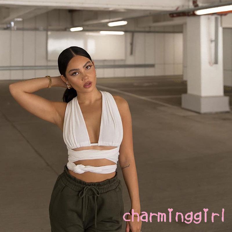 Áo dây màu trơn thiết kế sáng tạo thời trang nữ quyến rũ