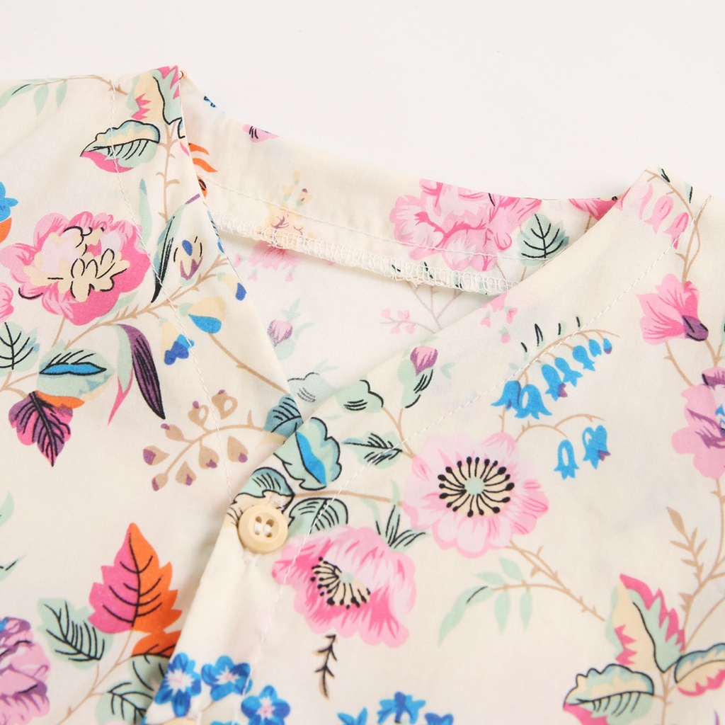 Sanlutoz Bộ Áo Liền Quần Tay Ngắn In Hoa Dễ Thương Kèm Băng Đô Cài Tóc Thời Trang Mùa