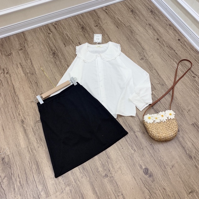 SET ÁO SƠ MI CỔ BÈO MIX CHÂN VÁY UMI