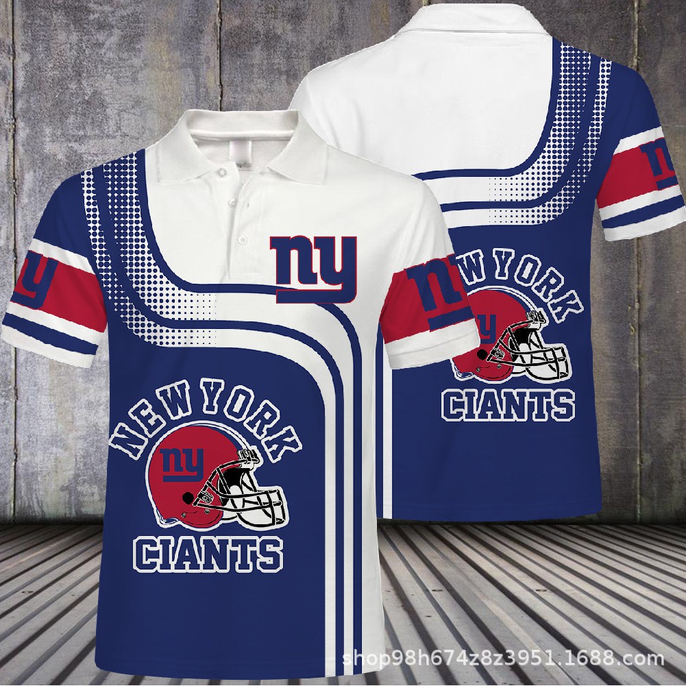 Nfl Áo Thun Polo Tay Ngắn In Họa Tiết New York Giant Team 3d