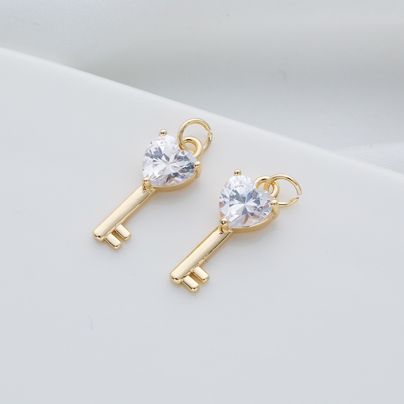 Móc Khóa Bằng Đồng 14k Đính Đá Zircon Hình Vuông Nhiều Màu Sắc