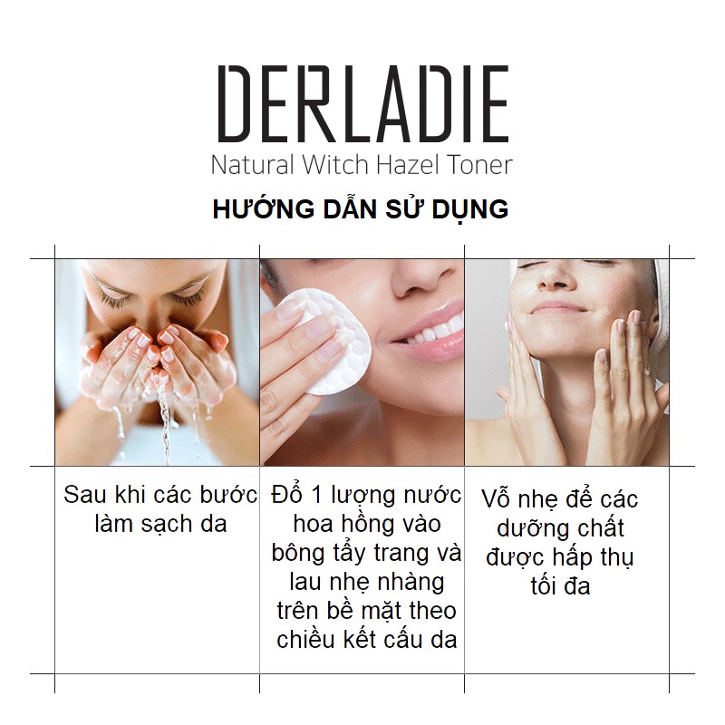 Combo Nước Tẩy Trang + Nước Hoa Hồng Dưỡng Ẩm, Dịu Nhẹ Chiết Xuất Cây Phỉ Derladie Natural Witch Hazel Toner | BigBuy360 - bigbuy360.vn