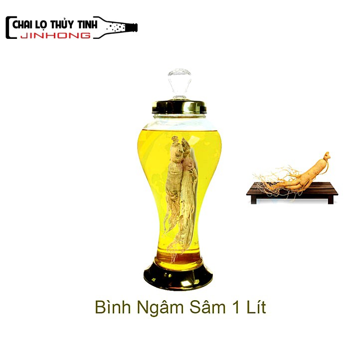 Bình Ngâm Rượu Sâm Thủy Tinh 1 Lít